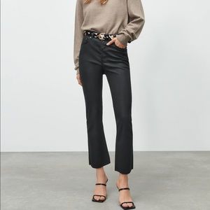 Zara ‘ The Dreed ‘ Black Kick Flare Pants Coated High Waist 10